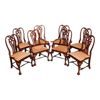 Chippendale Style Mahogany Ball and Claw Dining Chairs - Set of 8 For Sale