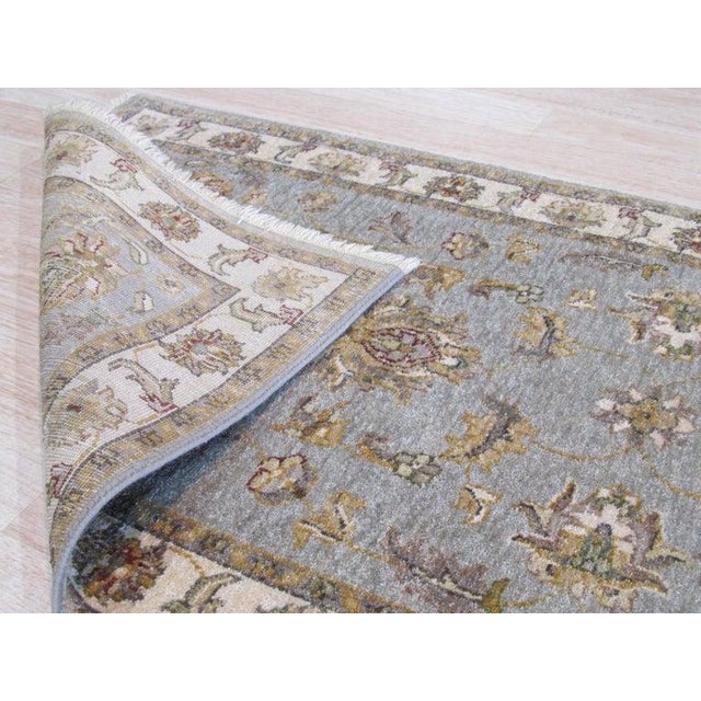 Contemporary 8x10 Gray Hand-Knotted Wool Floral Border Accented Traditional Carpet Rug For Sale - Image 3 of 5
