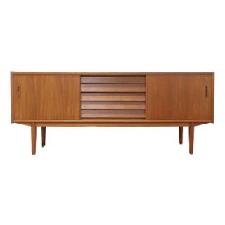 1960s Mid Century Modern Vintage Teak Credenza Sideboard by Nils Jonsson Danish Style For Sale