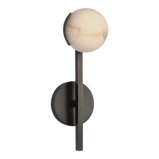 Kelly Wearstler for Visual Comfort Signature Pedra Petite Tail Sconce in Bronze with Alabaster For Sale