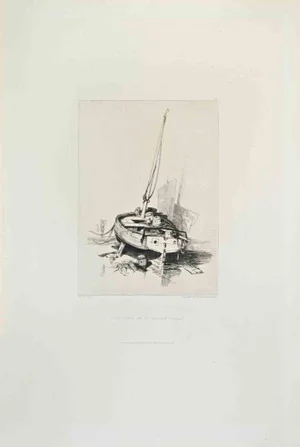 Adolphe Hervier, Petit Canot de St Valery, Etching, 1870s