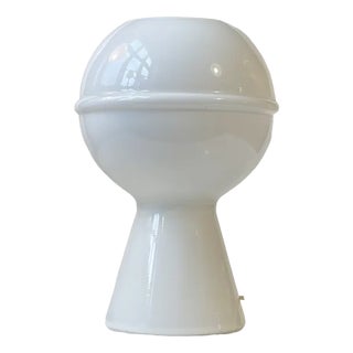 Italian Minimalist Saturn Table Lamp in White Murano Glass, 1970s For Sale