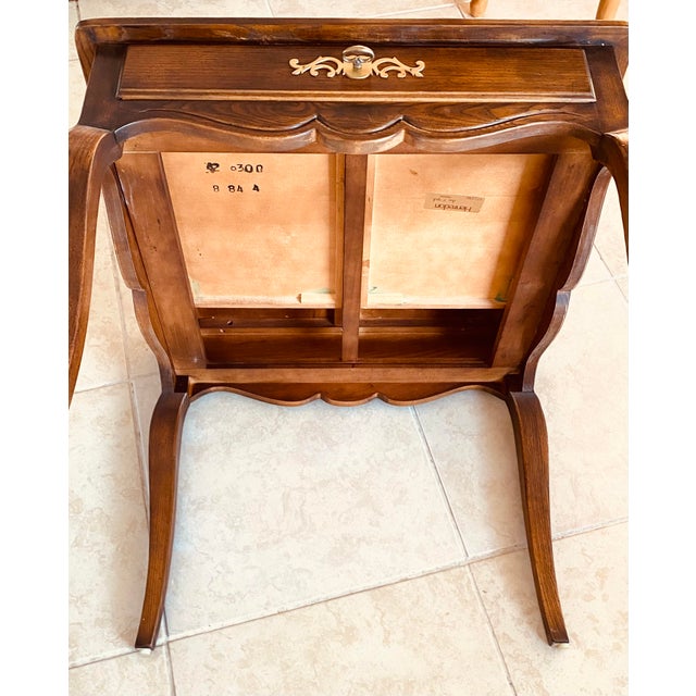 Mid-Century Modern 1986 Henredon Country French Walnut Side Tables Model 3201-42, a Pair For Sale - Image 3 of 11