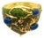 Bochic ‘Capri’ Vintage Natural Ruby, Sapphire & Emerald Cuff In 18K Gold & Silve For Sale
