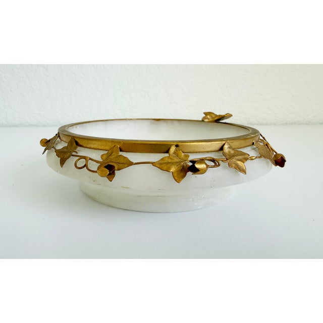 Metal 1960s Italian Alabaster & Filagree Ashtray Vide Poche For Sale - Image 7 of 13
