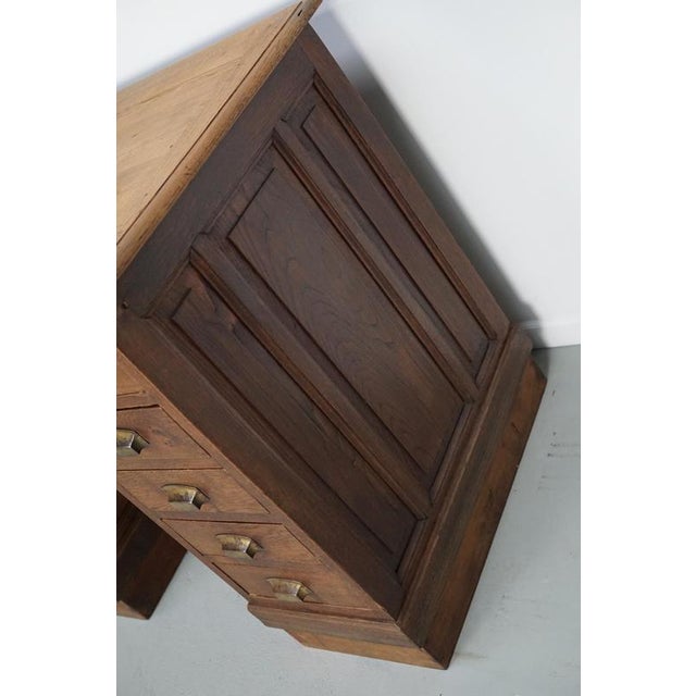 Industrial French Oak Shop Counter / Desk or Kitchen Island, 1950s For Sale - Image 3 of 15