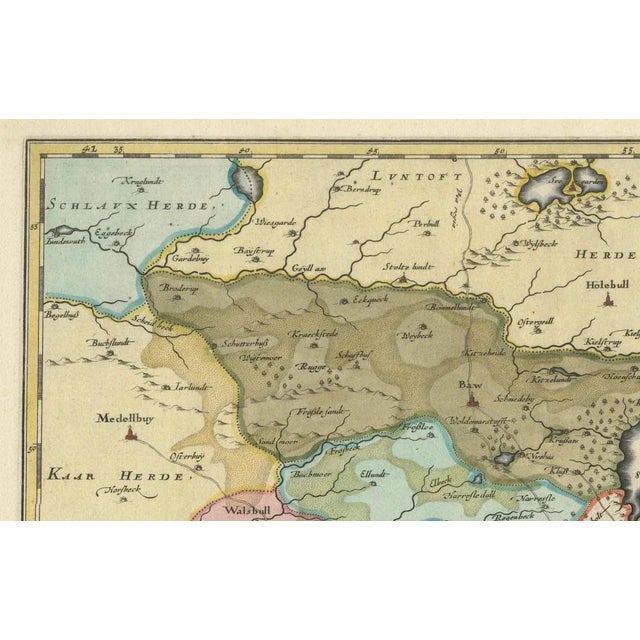 Title: Landtcarte Vonn dem Ambte Flensborg, ohne Nordgoeßherde. Anno 1648. : This exquisitely detailed and old coloured...