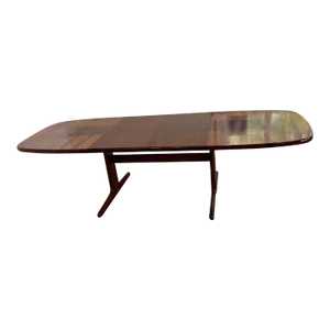 Skovby Mid Century Danish Rosewood Trestle Base Dining Table With 2 Leaves.