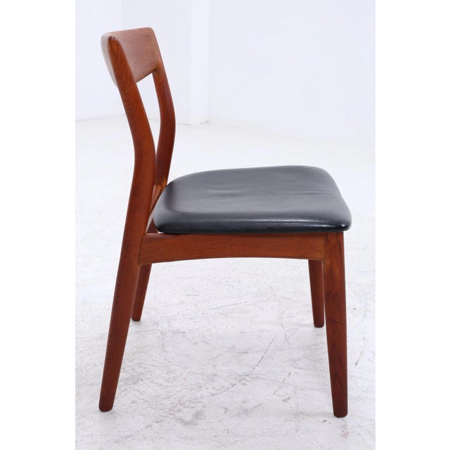 Brown Mid-Century Danish Leather and Teak Chairs by R. Borregaard for Viborg, Set of 4 For Sale - Image 8 of 11
