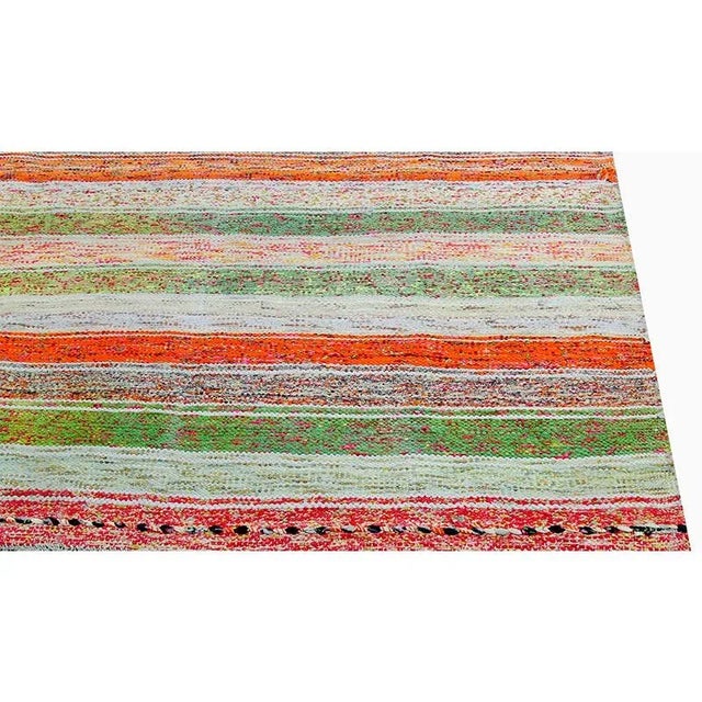 Mid-Century Modern Mid-Century Cotton Scandinavian Style Kilim Rug For Sale - Image 3 of 9