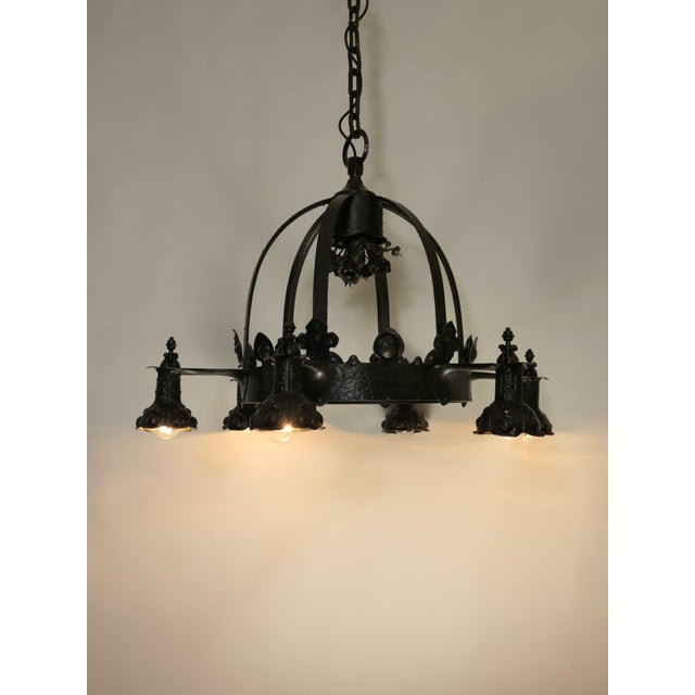 Viennese Wrought Iron Chandelier, Austria, 1900s For Sale - Image 3 of 18
