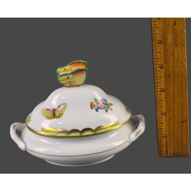Herend Late 20th Century Herend Queen Victoria Pattern Small Turin Butterfly Top Sugar Bowl Trinket Box For Sale - Image 4 of 8