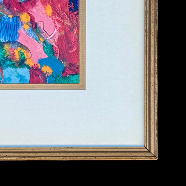 Vintage Vibrant Abstract Expressionist Hand-Painted Alkyd Monotype by Adrenn Doss For Sale In San Diego - Image 6 of 10