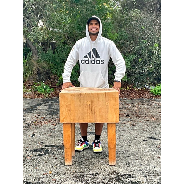 Wood Vintage Boho Butcher Block For Sale - Image 7 of 11