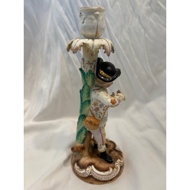 Pair Antique Meissen Figural Candlesticks For Sale - Image 10 of 16