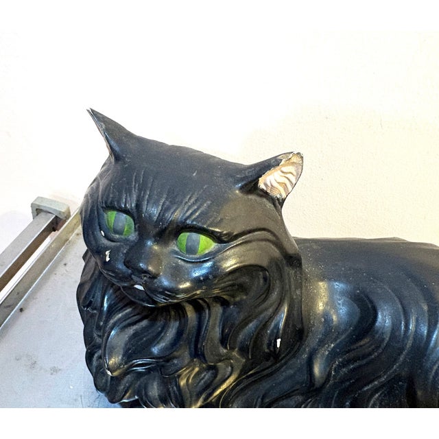 1960s Black Ceramic Cat Statue For Sale - Image 5 of 6