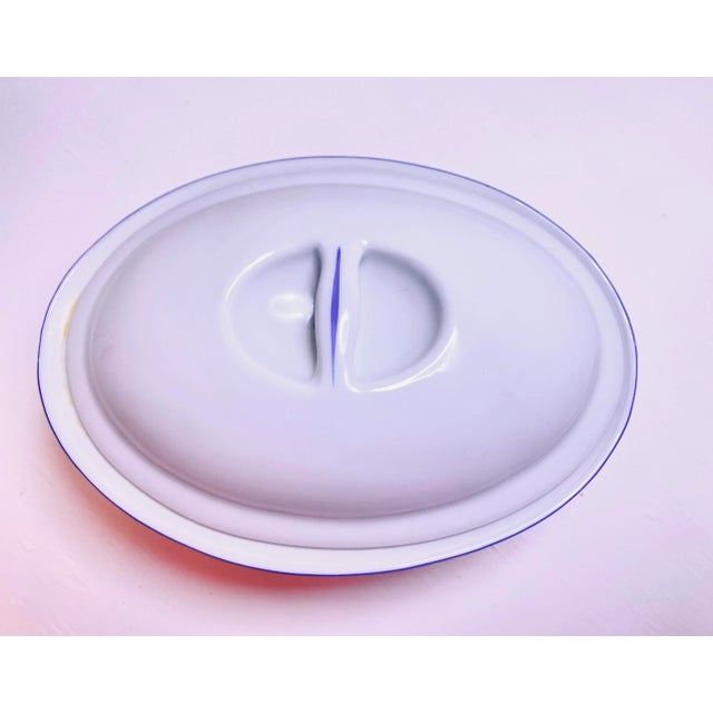 French Country 1980s Blue Gingham by Philippe Deshoulieres French Country Casserole Dish For Sale - Image 3 of 10