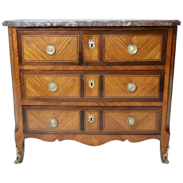 19th Century French Marble-Top Chest With Ormolu For Sale