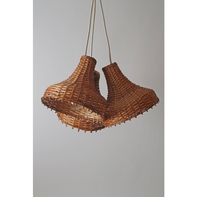 1960s Mid-Century Modern Pendant Lights in Rattan, Germany, 1960s, Set of 3 For Sale - Image 5 of 18