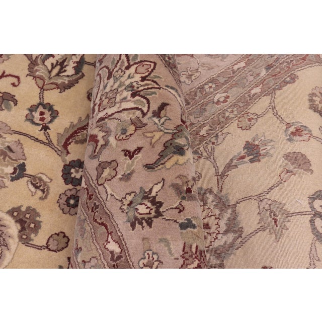 Tan Shabby Chic 1990's Kashan Pak-Persian Beige/Tan Wool Round Rug- 10'0'' X 10'2'' For Sale - Image 8 of 9