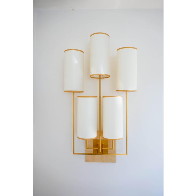 Tiges5 Wall Sconces in Patinated Gold Metal and Fabric by Aymeric Lefort, Set of 2 For Sale - Image 10 of 18