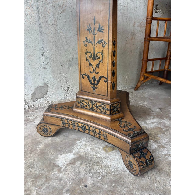 1930s 1930s French Art Deco Burl Wood Gueridon Table, Hand Painted Pedestal Base For Sale - Image 5 of 8