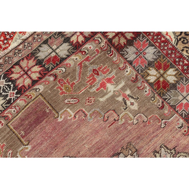 Vintage Turkish Oushak Floral Medallion Design in Camel, Black, Red, Gray & Tan For Sale - Image 14 of 14