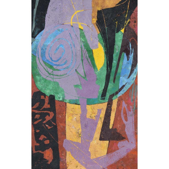 Emil Sorge, Emil Sorge, großes Gemälde (Malerei & Holzschnitt), 1988, farbstarke Abstraktion, Framed For Sale - Image 6 of 11