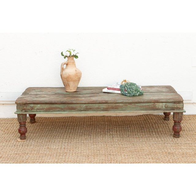 Antique Verdigris Teak Takhat Coffee Table For Sale - Image 12 of 12
