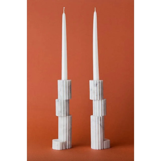 Hand lathered marble "Rovinette" candleholder - Ilaria Bianchi Dimensions: 5 x 5 x 25 cm Materials: Carrara marble...