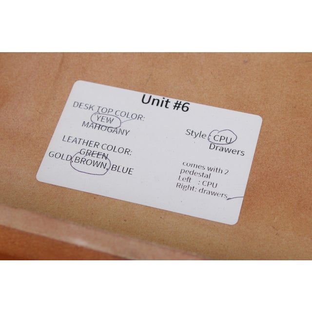 Reprodux Bevan Funnel Leather Top Yew Wood Desk For Sale - Image 18 of 18