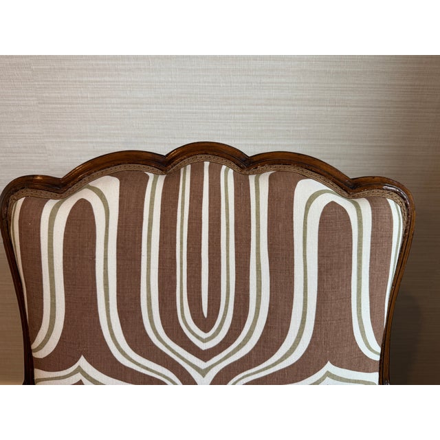 Pair of Exquisite Antique Louis XV Style Bergere Upholstered Arm Chairs For Sale - Image 12 of 16