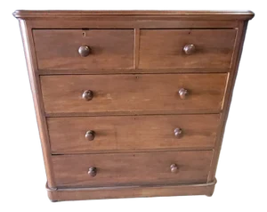 Antique Dark-Stained Two Over Three Chest of Drawers From England
