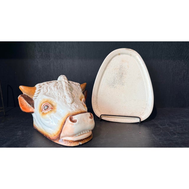 Textile Antique Staffordshire Bull Cheese Dish Keeper For Sale - Image 7 of 11