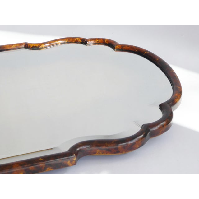 Large Dutch Wooden Scalloped Lacquered Mirror For Sale - Image 10 of 13