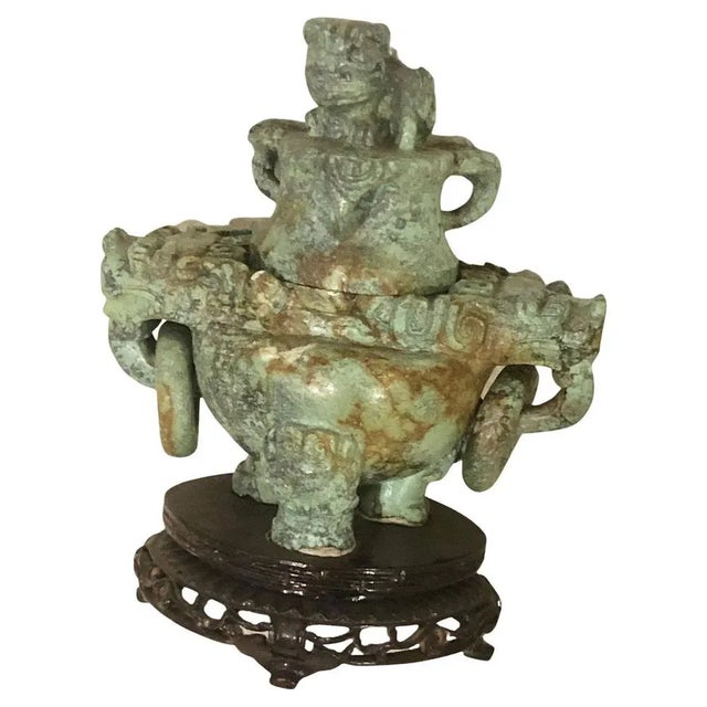 Small Vintage Columbian Mayan Art Style Censer in Turquoise, 1960 For Sale - Image 10 of 10