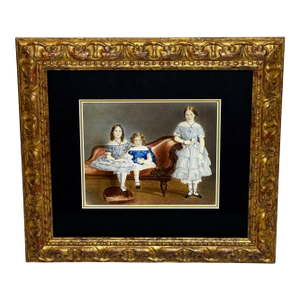 Early 19th Century Painting Captain John Cooke’s Family Group Portrait Louisa & Augusta & Sophia Devonsher C1833