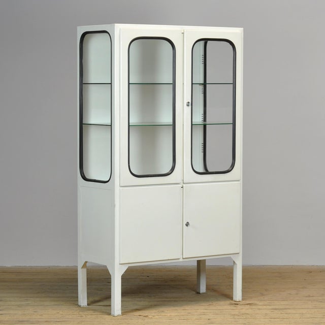 Industrial Vintage Medical Cabinet in Glass and Iron, 1970s For Sale - Image 3 of 10