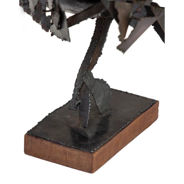 Mid 20th Century Wendell Cullen Hudiburg Brutalist Sculpture, Metal With Wood Base For Sale - Image 11 of 12
