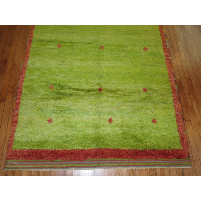 Mid-Century Modern Lime Green Vintage Turkish Tulu Pile Rug For Sale - Image 3 of 6
