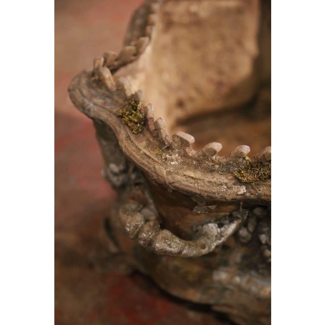19th Century French Rococo Cast Iron Garden Jardinière With Weathered Patina For Sale - Image 9 of 12