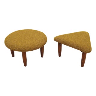 Vintage Danish Mustard Ottomans, 1990s, Set of 2 For Sale