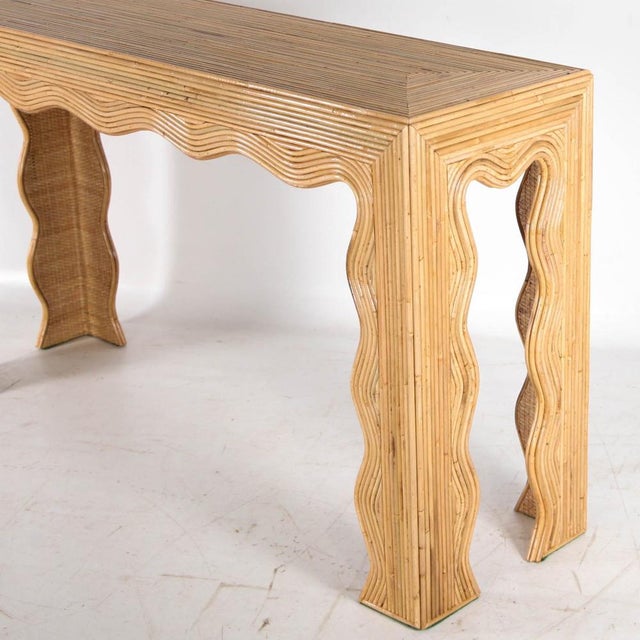 Rattan Wave Console Table For Sale - Image 4 of 16