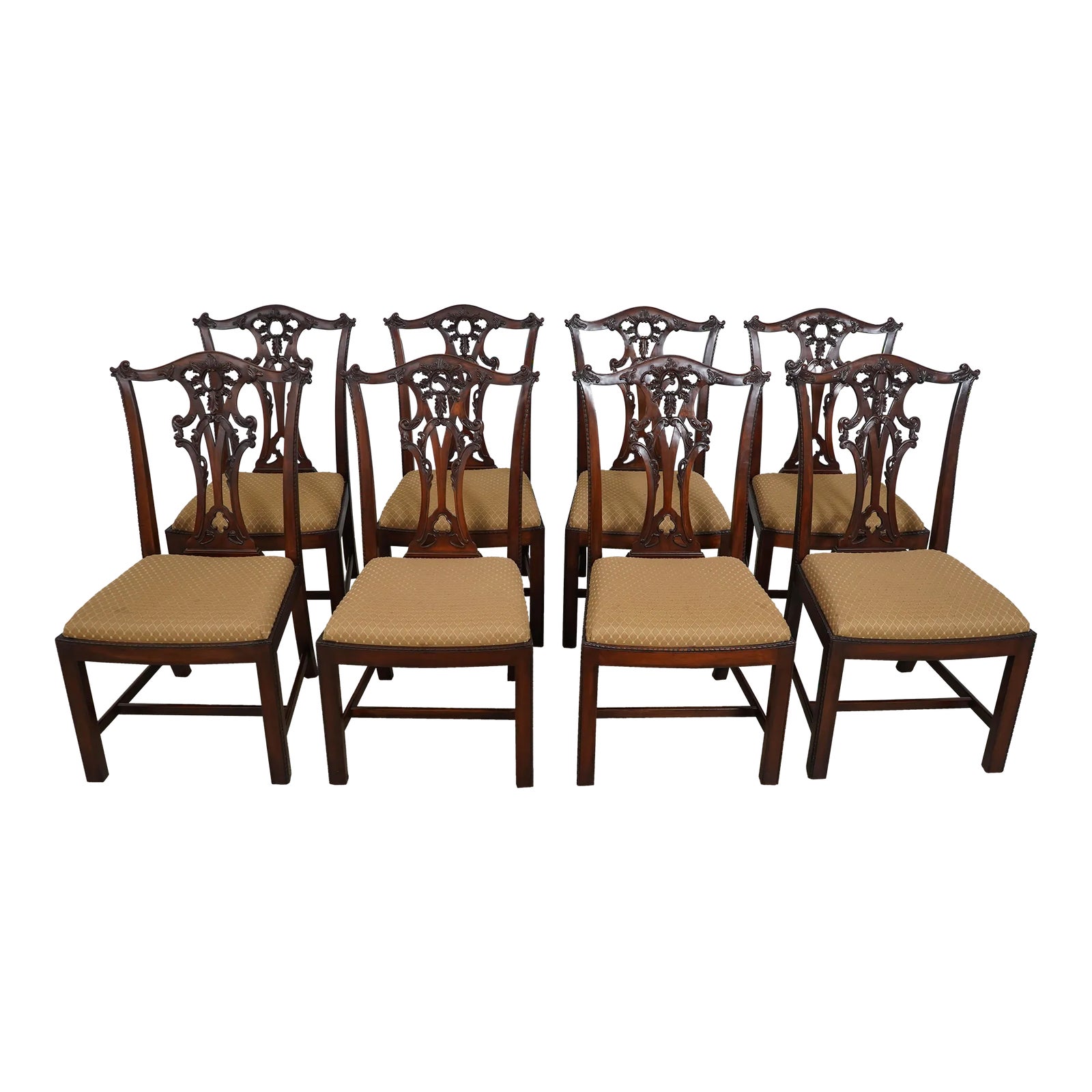 Set of 8 Henredon Chippendale Mahogany Dining Room Chairs Chairish