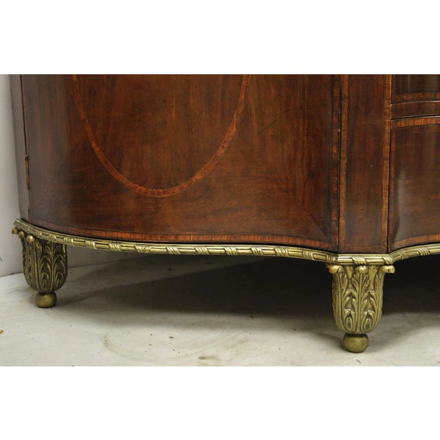 Antique French Louis XVI Style Mahogany Bow Front Bombe Buffet Commode Chest For Sale - Image 10 of 12