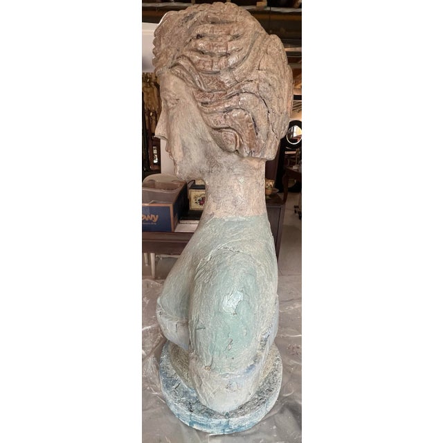 Mid 20th Century French Indonesia Carved and Painted Wood Female Bust Figure For Sale - Image 5 of 10