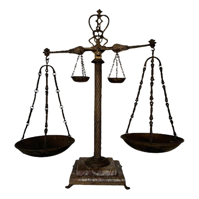 20th Century Jewelers Balance Plate in Brass and Marble For Sale