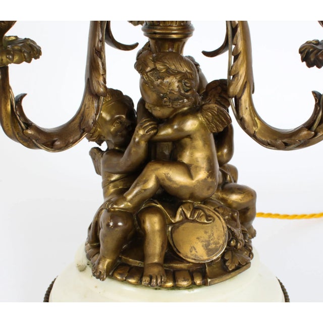 Antique French Ormolu Cherub Table Lamp, 1870 For Sale - Image 6 of 18