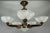 Art Deco Bronze and Opalescent Glass Six-Light Chandelier attributed to Ezan, France For Sale - Image 10 of 18