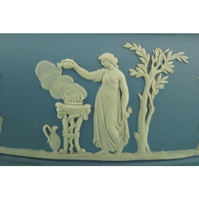 Neoclassical Blue Jasperware Centrepiece Vase with Classical Scenes from Wedgwood, Staffordshire, England, 1930s For Sale - Image 17 of 18
